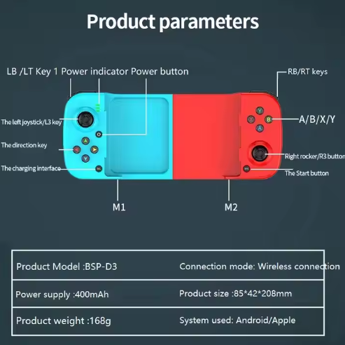 🎮 Control Telescópico Inalámbrico D3 – Gamepad para Android & iOS, Ideal PUBG y Juegos Móviles 📱🔥