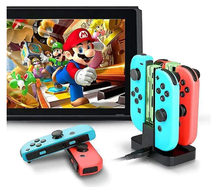 ⚡ Base de Carga 4 en 1 para Nintendo Switch – Soporte Cuádruple para Joy-Con 🎮