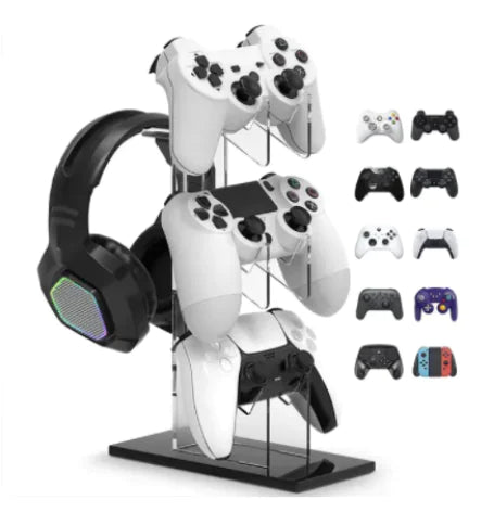 Soporte universal para mando con soporte de auriculares – Compatible con PS5 y PS4